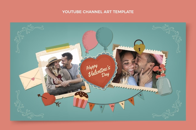 Free vector flat valentine's day youtube channel art