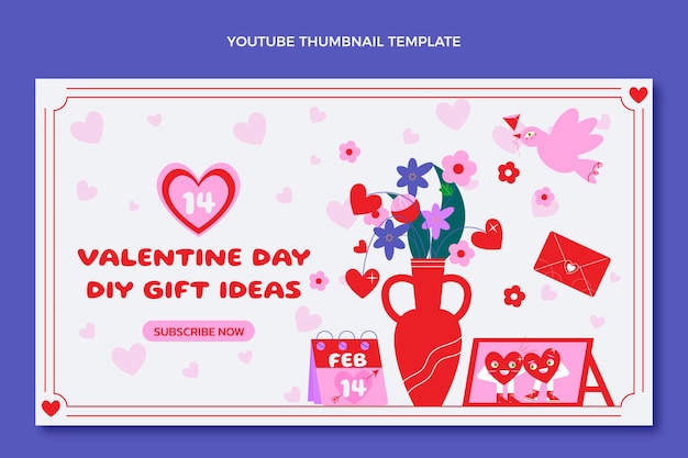 Free vector flat valentine's day youtube thumbnail