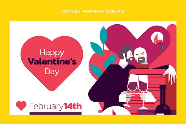 Free vector flat valentine's day youtube thumbnail