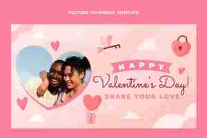 Free vector flat valentine's day youtube thumbnail