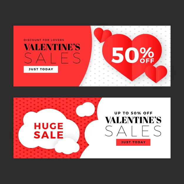 Flat valentine's sale banners