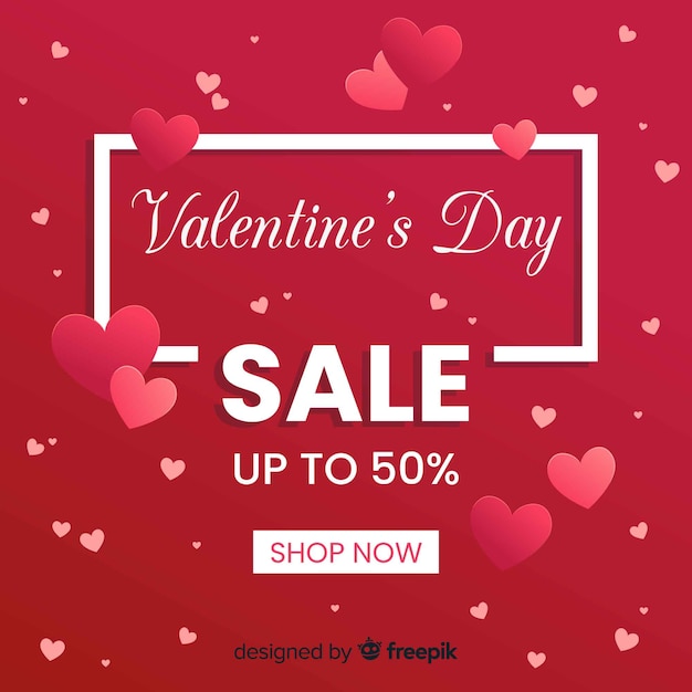 Flat valentine sale background