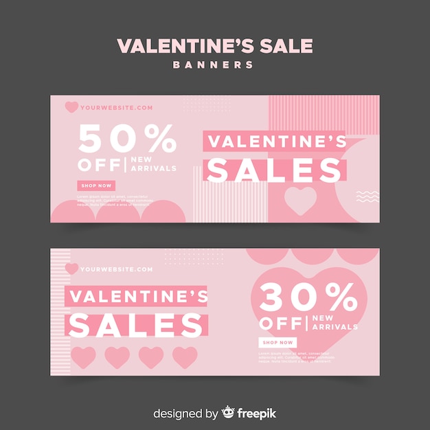 Flat valentine sale banner