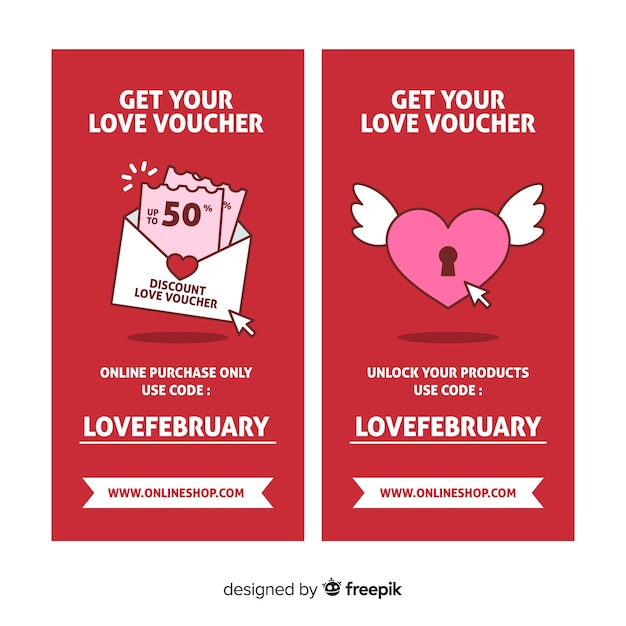 Flat valentine sale banner