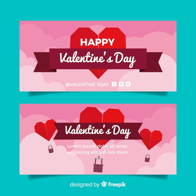 Free vector flat valentines day banners