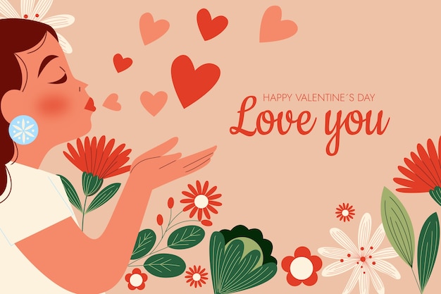 Free vector flat valentines day celebration background