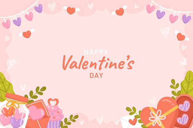 Free vector flat valentines day celebration background