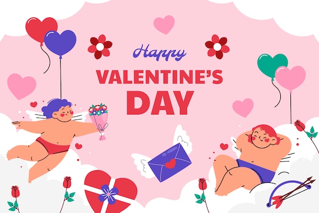 Free vector flat valentines day celebration background