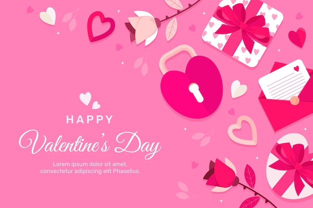 Flat valentines day celebration background