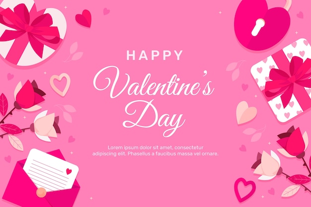 Vettore gratuito fondo piatto di celebrazione di san valentino