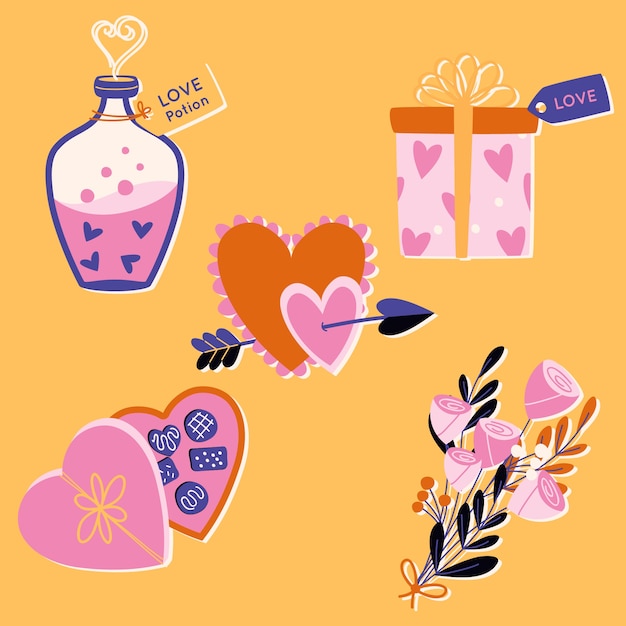 Free vector flat valentines day celebration elements collection