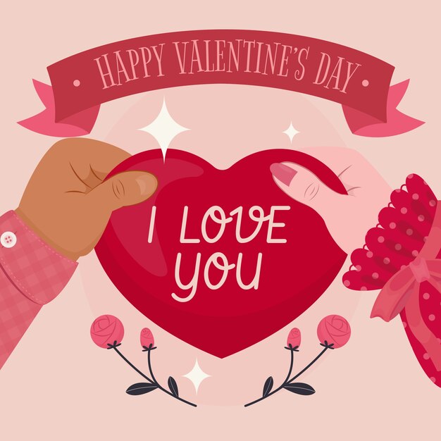 Free vector flat valentines day celebration illustration