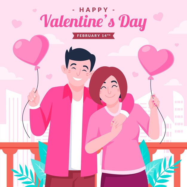 Flat valentines day celebration illustration