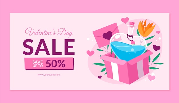 Free vector flat valentines day celebration sale banner template