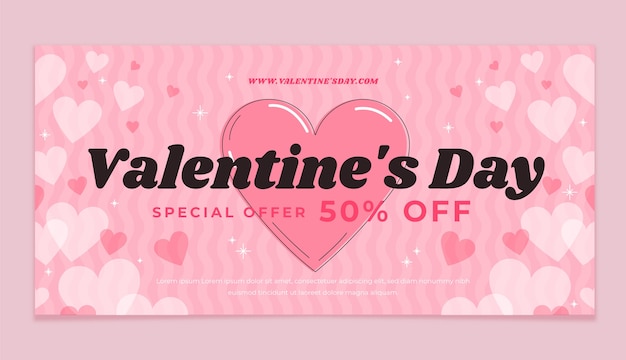 Free vector flat valentines day celebration sale banner template