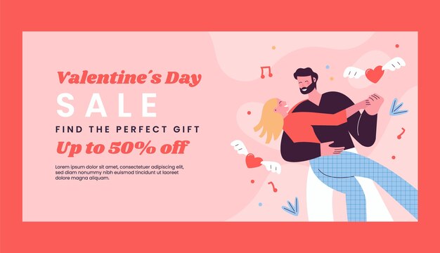 Free vector flat valentines day celebration sale banner template