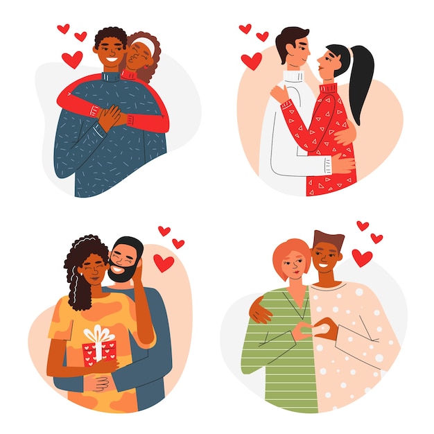 Flat valentines day couples collection