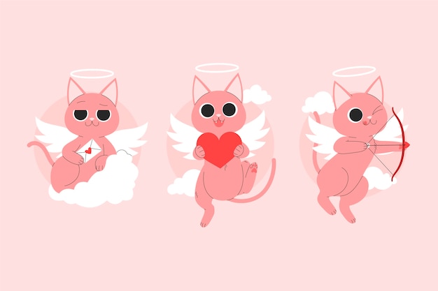Free vector flat valentines day cupid characters collection