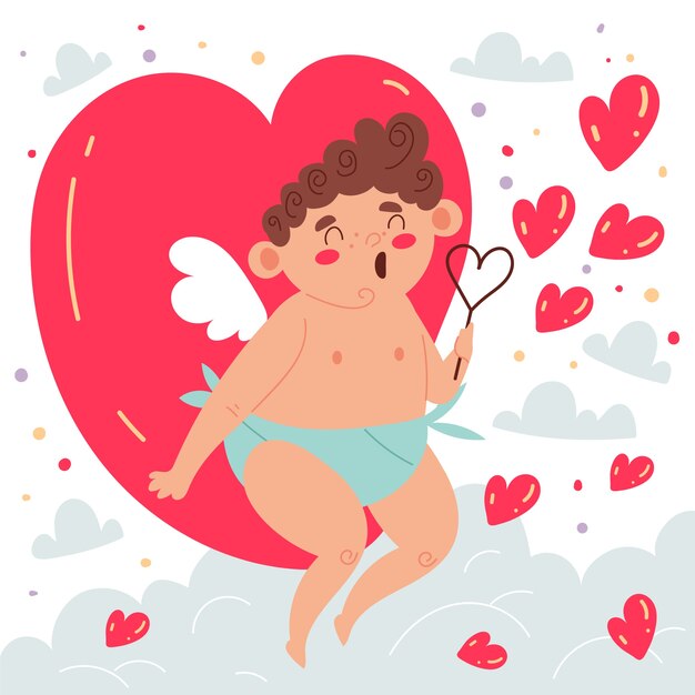 Flat valentines day cupid or cherub illustration