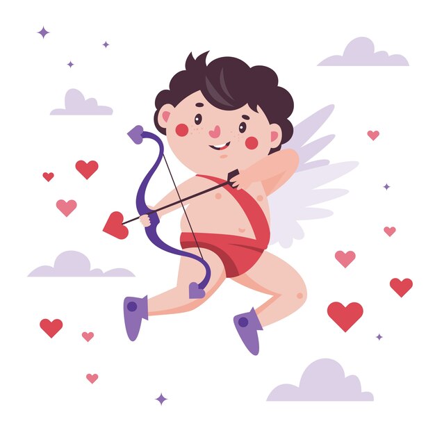 Vettore gratuito illustrazione piatta di cupido di san valentino