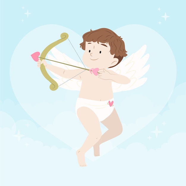 Illustrazione di cupido piatto di san valentino