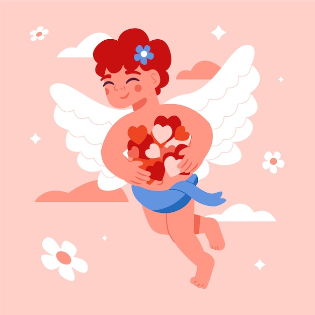 Free vector flat valentines day cupid illustration