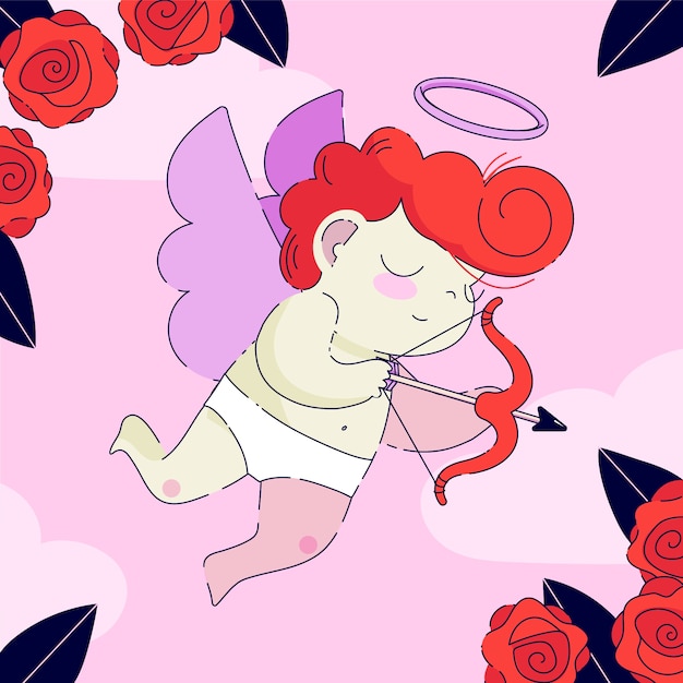 Free vector flat valentines day cupid illustration