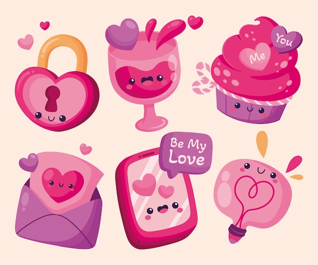 Free vector flat valentines day elements collection