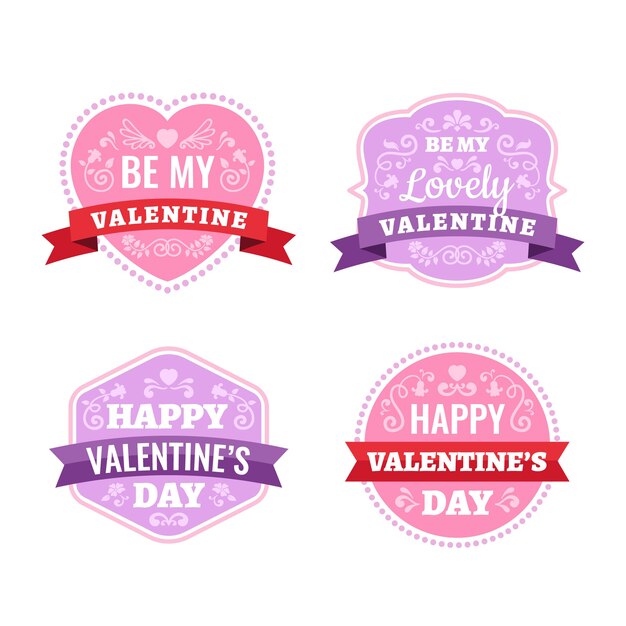 Flat valentines day label collection