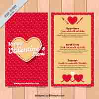 Free vector flat valentines day menu