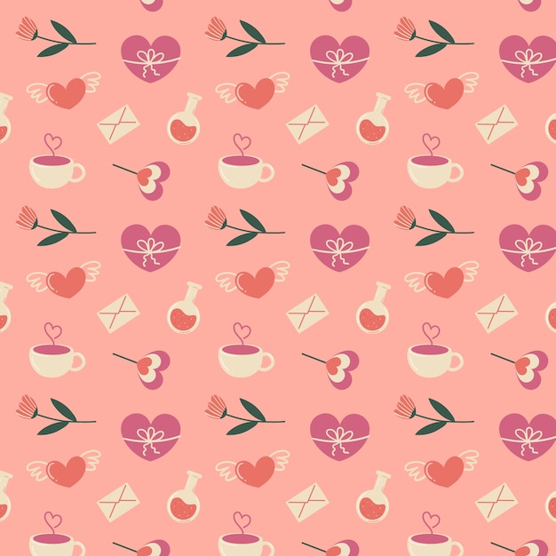 Flat valentines day pattern design