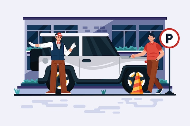 Free vector flat valet parking illustration