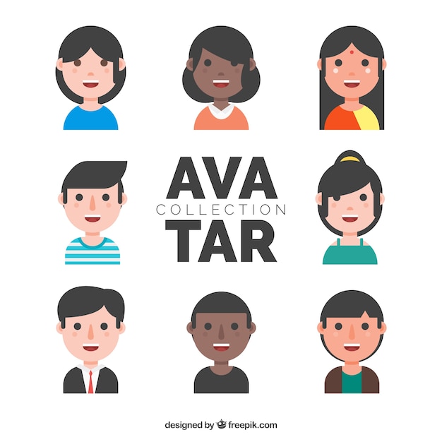 Free vector flat variety of lovely smiley avatars