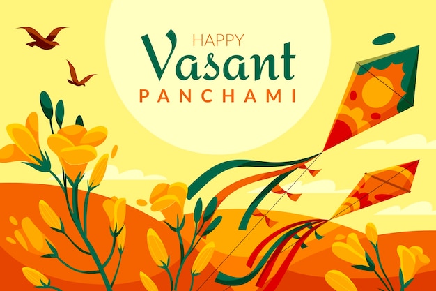 Flat vasant panchami background