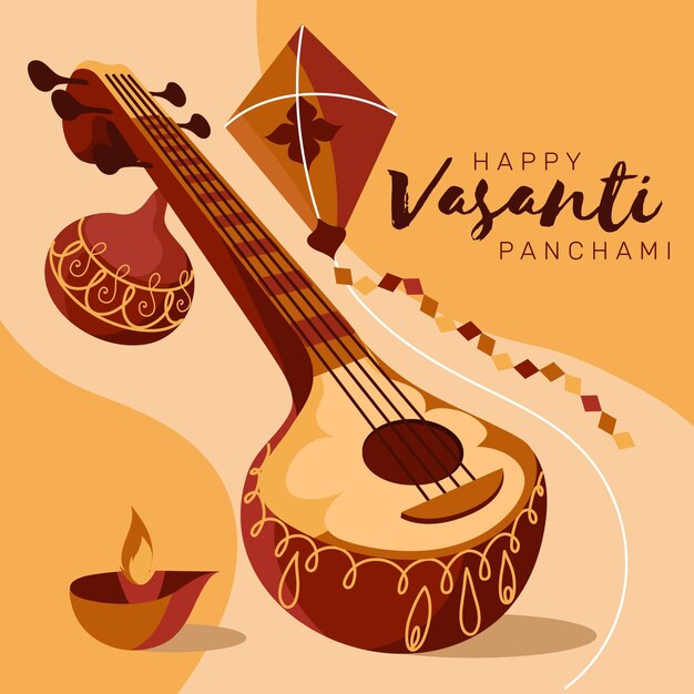 Flat vasant panchami festival illustration