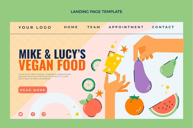 Free vector flat vegan food landing page