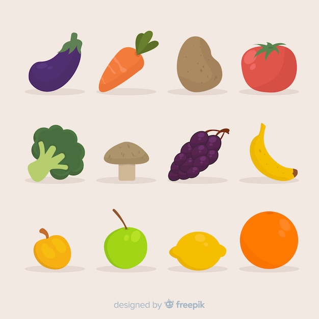 Flat vegetable and fruits background