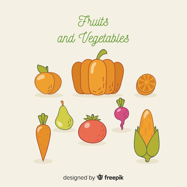 Free vector flat vegetable and fruits background