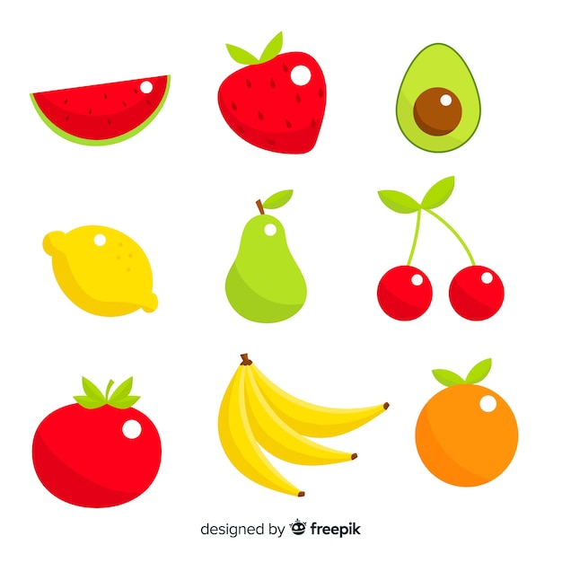 Flat vegetables and fruits background