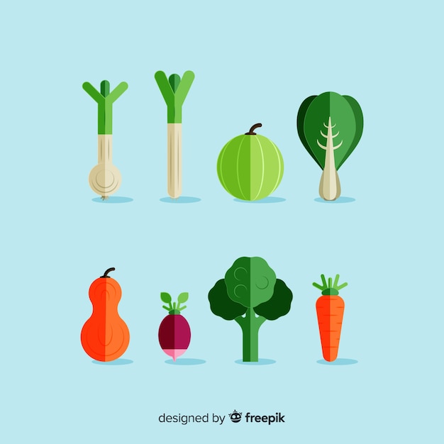 Flat vegetables and fruits background