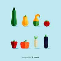 Free vector flat vegetables and fruits background