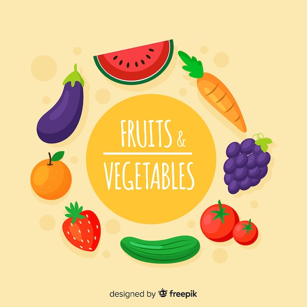 Sfondo di frutta e verdura piatta