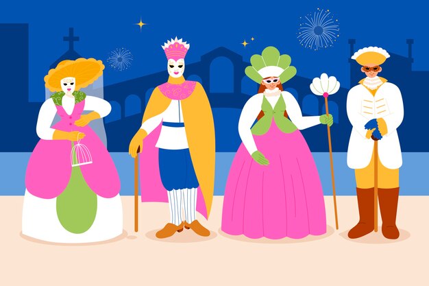 Плоский венецианский карнавал иллюстрация
