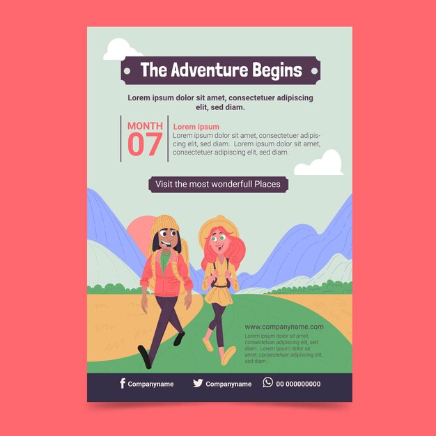 Flat vertical adventure flyer template