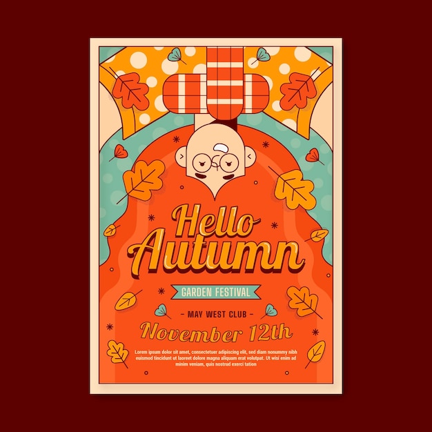 Free vector flat vertical autumn flyer template