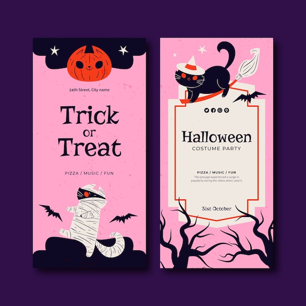 Flat vertical banner template for halloween season