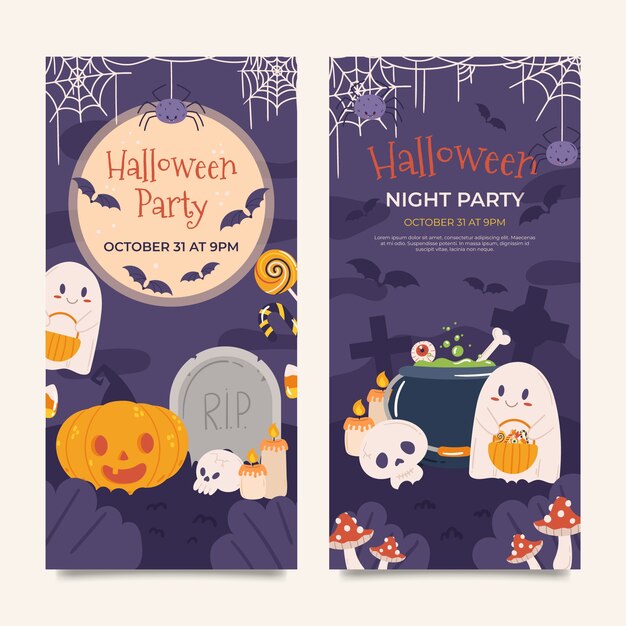 Flat vertical banner template for halloween season