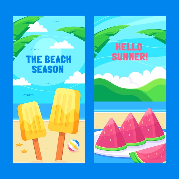 Flat vertical banner template for summer season