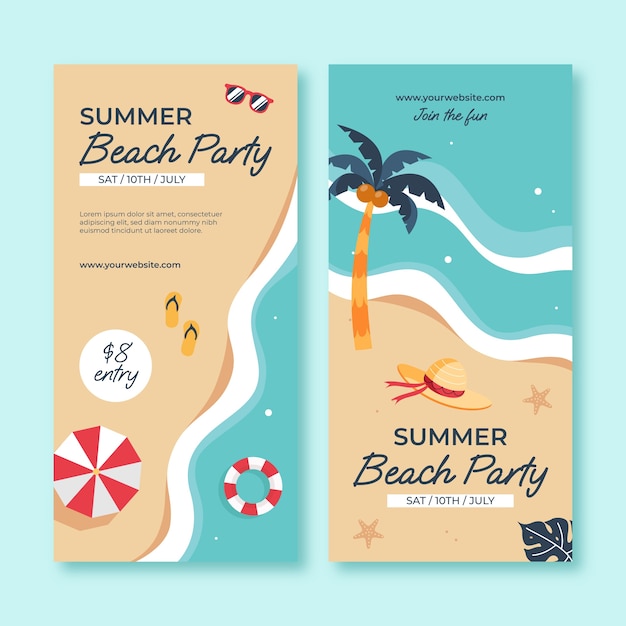 Free vector flat vertical banner template for summertime