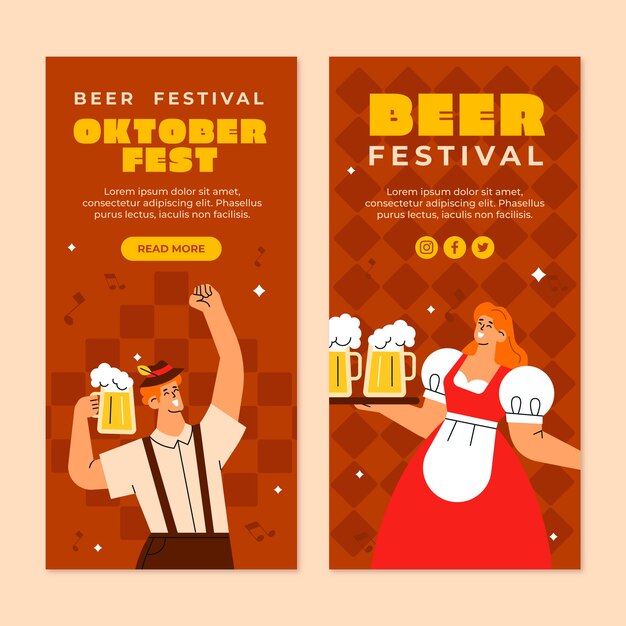 Flat vertical banners collection for oktoberfest celebration